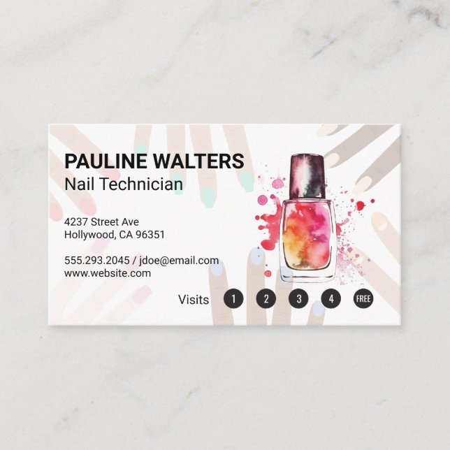 Nail Bottle and Cap | Manicure Loyalty Card (Front)