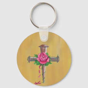 Nail Cross Keychain