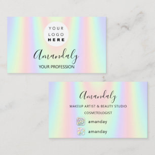 Nail Makeup Artist  Logo Holograph Mermaid FBINSTA Business Card