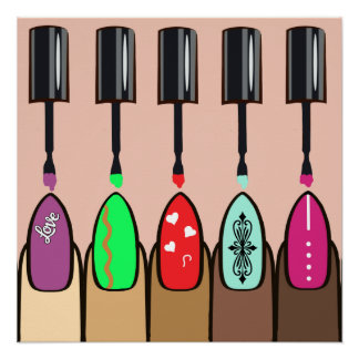 Nail Polish and Painted Nails Art Poster