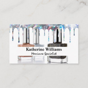 Nail Polish Bottles   Glitter Drip Business Card