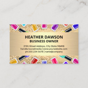 Nail Polish Bottles   Metallic Gold   Gold Specks Business Card