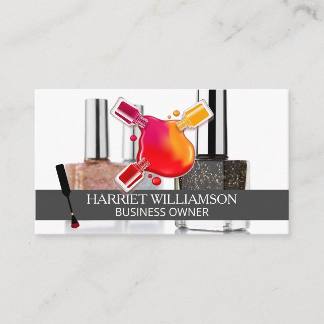 Nail Polish Brush | Bottles Business Card (Front)
