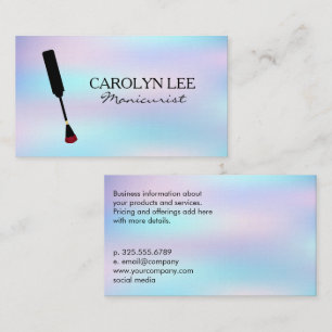 Nail Polish Brush Pastel Gradient Background Business Card