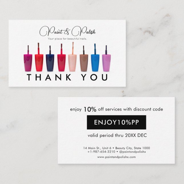 Nail Polish Colour Set Nail Salon Discount Card (Front/Back)