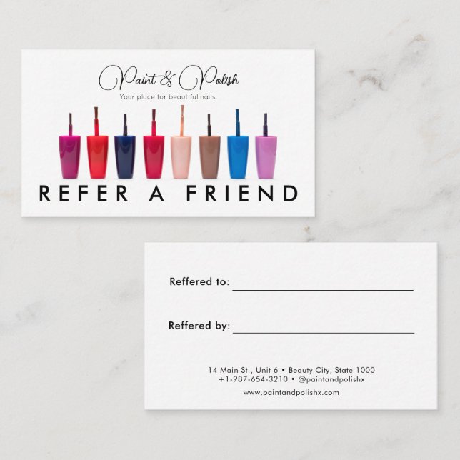 Nail Polish Colour Set Nail Salon Referral Card (Front/Back)