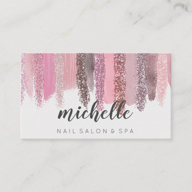 Nail Polish Glitter Salon Manicure Social media Business Card (Front)
