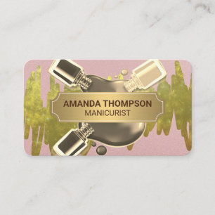 Nail Polish Manicure Gold Foil Appointment Card