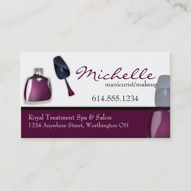 Nail Polish Manicurist Makeup Business Cards (Front)