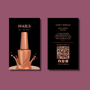 Nail polish qr code rose gold Business Card