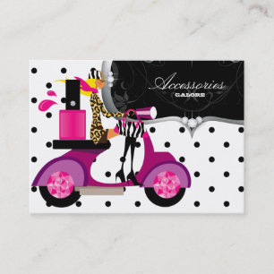 Nail Polish Salon Scooter Girl Fashion Dots Business Card