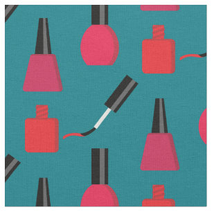 Nail Polish Salon Stylist Red Teal Fabric