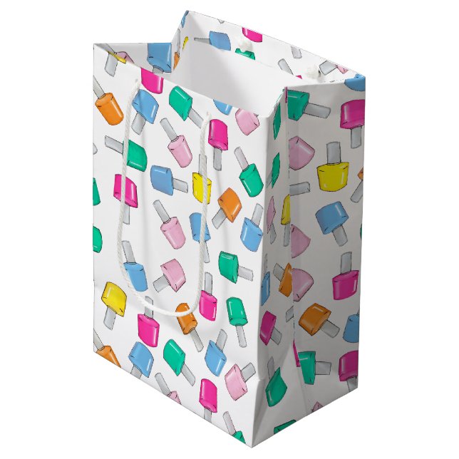 Nail Polish Spa Party Manicure Beauty Birthday Medium Gift Bag (Front Angled)