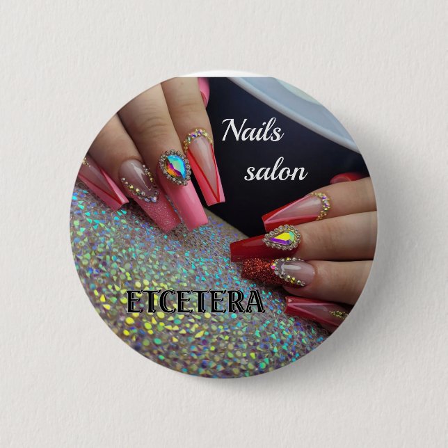 NAIL SALON  2 INCH ROUND BUTTON (Front)