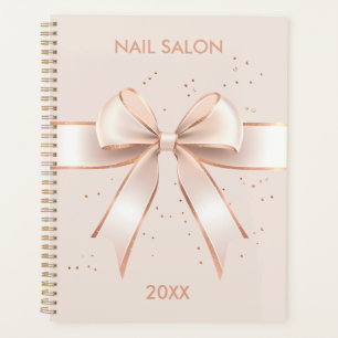 Nail salon beauty satin bow cute business planner