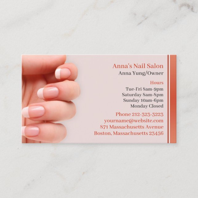 Nail Salon Business Card with Appointment (Front)