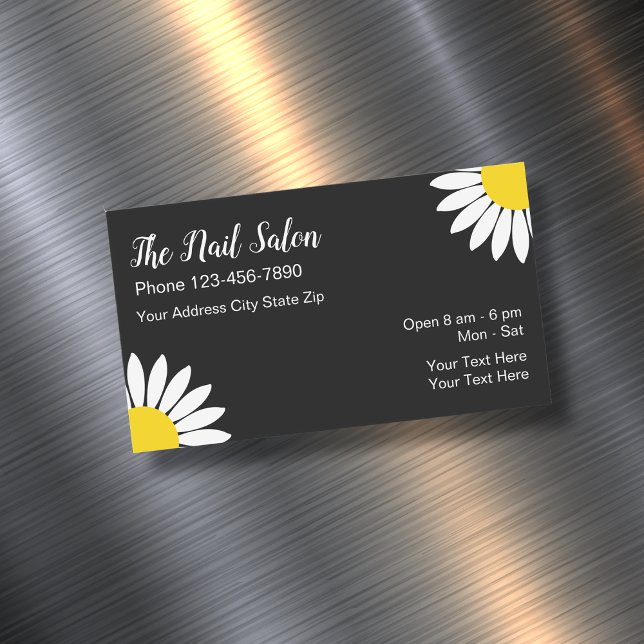 Nail Salon Daisy Flower Design Magnetic Business Card (Creator Uploaded)