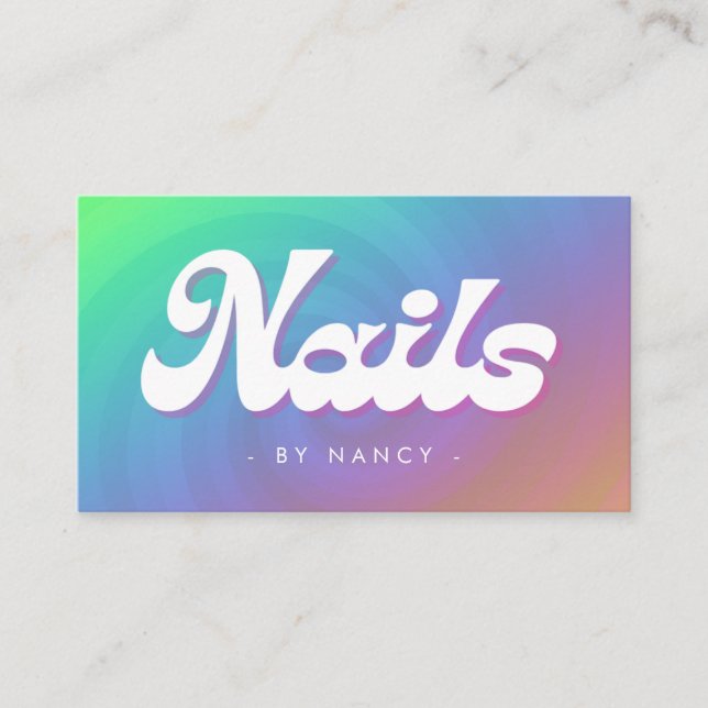 Nail Salon Groovy Rainbow Swirl  Business Card (Front)