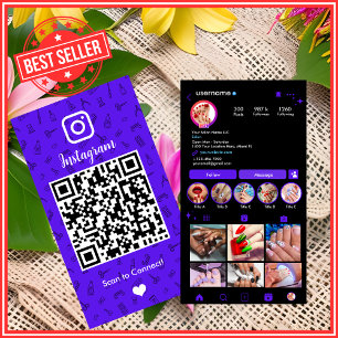 Nail Salon Instagram Violet   Social Media QR Code Business Card
