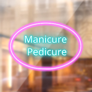 Nail Salon Manicures Pedicures Pink Blue Window Cling
