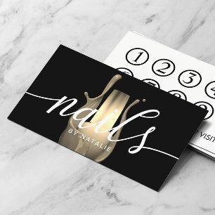 Nail Salon Manicurist Gold Polish Bottle Loyalty Card