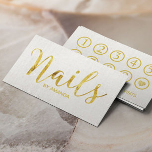 Nail Salon Manicurist Gold Script Loyalty Punch Card