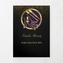 Nail Salon Manicurist Modern Black Gold Glitter