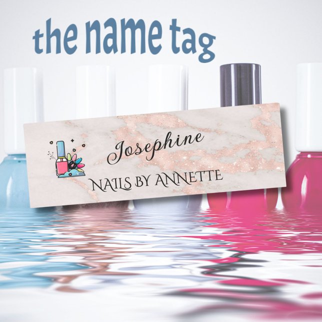 Nail Salon Manicurist Rose Gold Name Tag (Creator Uploaded)