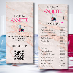 Nail Salon Manicurist Rose Gold QR Price List  Rack Card