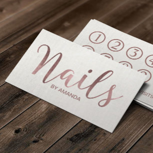 Nail Salon Manicurist Rose Gold Script Loyalty Card