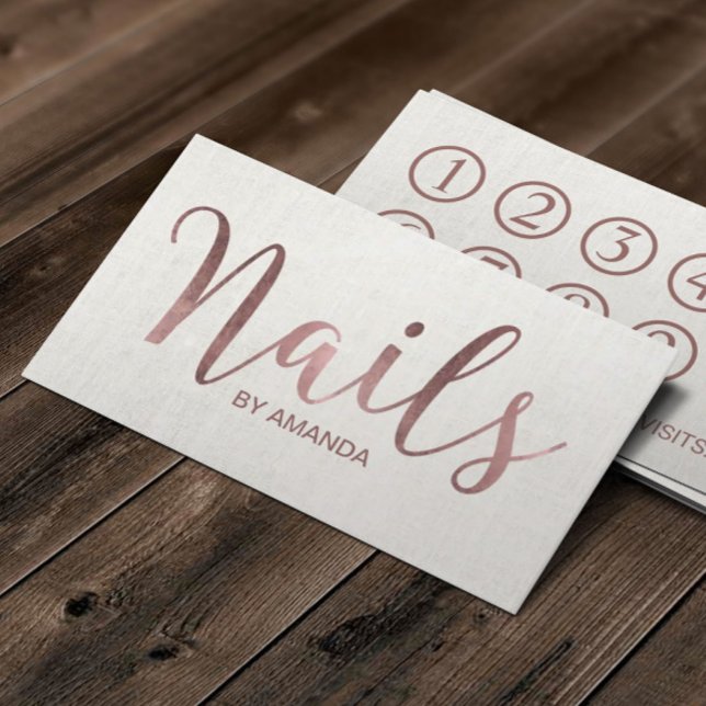 Nail Salon Manicurist Rose Gold Script Loyalty Card (Creator Uploaded)