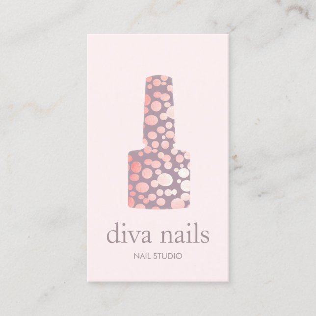 Nail Salon, Mauve Pink Manicurist Polish Bottle Business Card (Front)