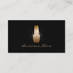 Nail Salon Modern Black & Gold Manicurist Business Card