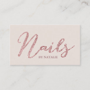 Nail Salon Modern Rose Gold Glitter Typography Business Card