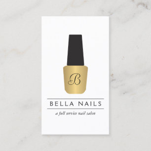 Nail Salon Monogram on Faux Gold Nail Polish Business Card