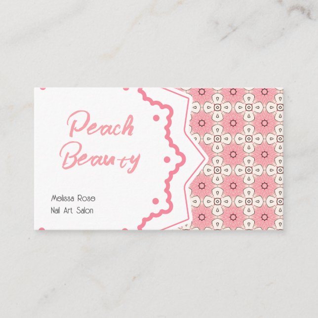 Nail Salon Pink Black Pattern Editable Business Card (Front)