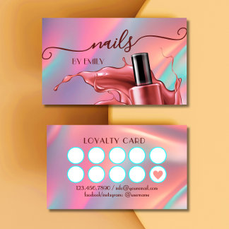 Nail Salon Polish Bottle Splash Pastel  Loyalty Card