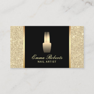 Nail Salon Polish Makeup Artist Gold Glitter Business Card
