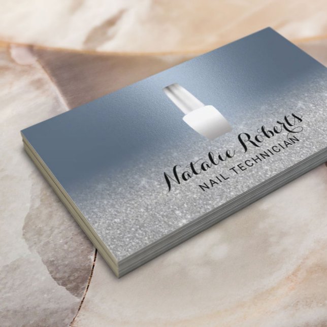 Nail Salon Polish Manicurist Modern Dusty Blue Business Card (Creator Uploaded)