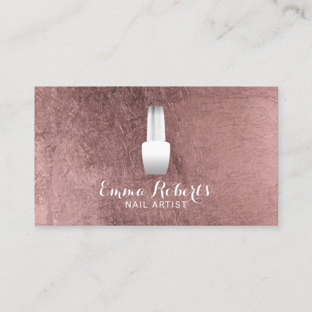 Nail Salon Polish Manicurist Rose Gold Foil Business Card (Front)