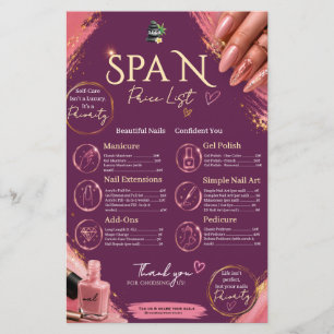 Nail Salon Price List Poster - Spa Manicure Pedicu Flyer