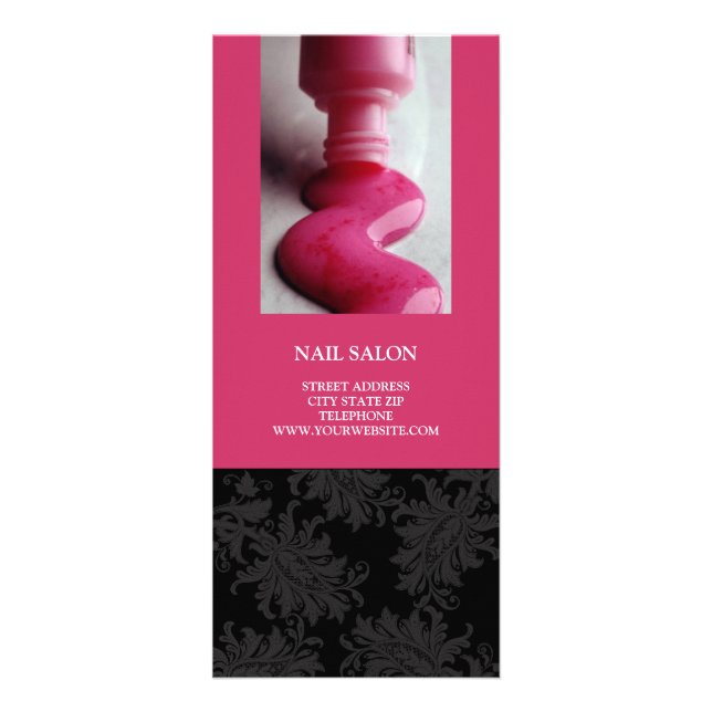 Nail Salon Services Price List {Hot Pink} Rack Card (Front)