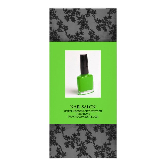 Nail Salon Services Price List {Lime Green} Rack Card (Front)
