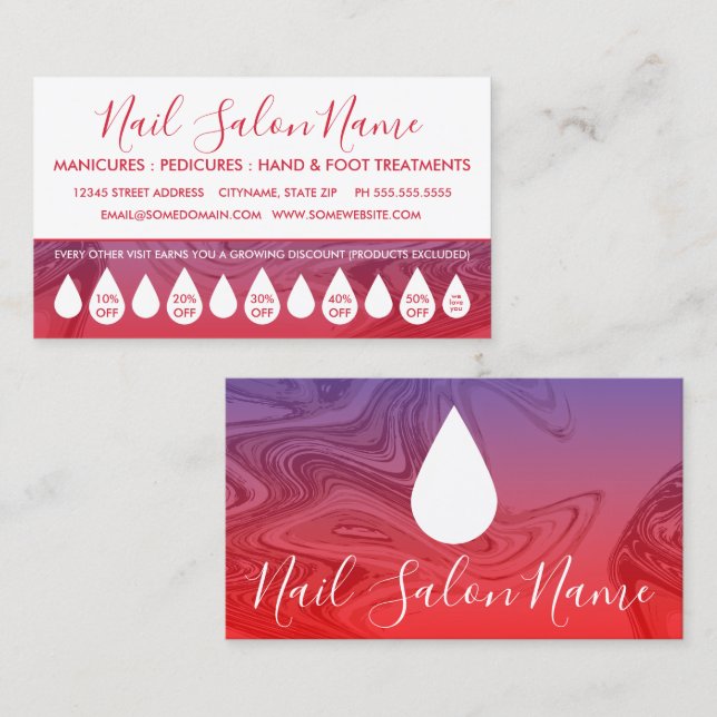 nail salon swirl progressive discount loyalty (Front/Back)