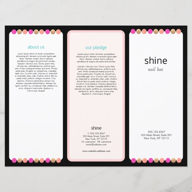 Nail Salon Tri Fold Brochure (Front)