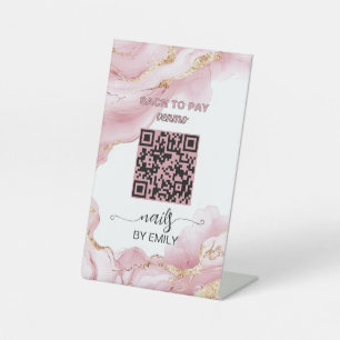 Nail Salon Venmo QR Code Payment Scan to Pay Pedestal Sign