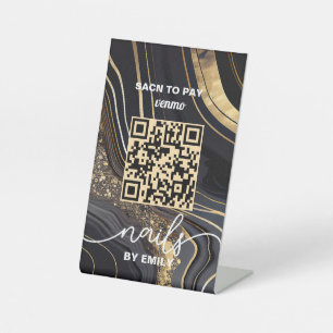 Nail Salon Venmo QR Code Payment Scan to Pay Pedestal Sign