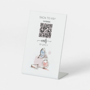 Nail Salon Venmo QR Code Payment Scan to Pay Pedestal Sign