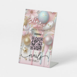 Nail Salon Venmo QR Code Payment Scan to Pay Pedestal Sign