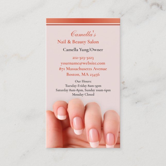 Nail Salon with Appointment Business Card (Front)